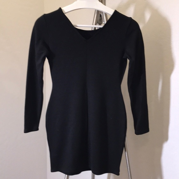 Forever 21 Stretch Long Sleeve Dress W/V Back Neck - Picture 2 of 4